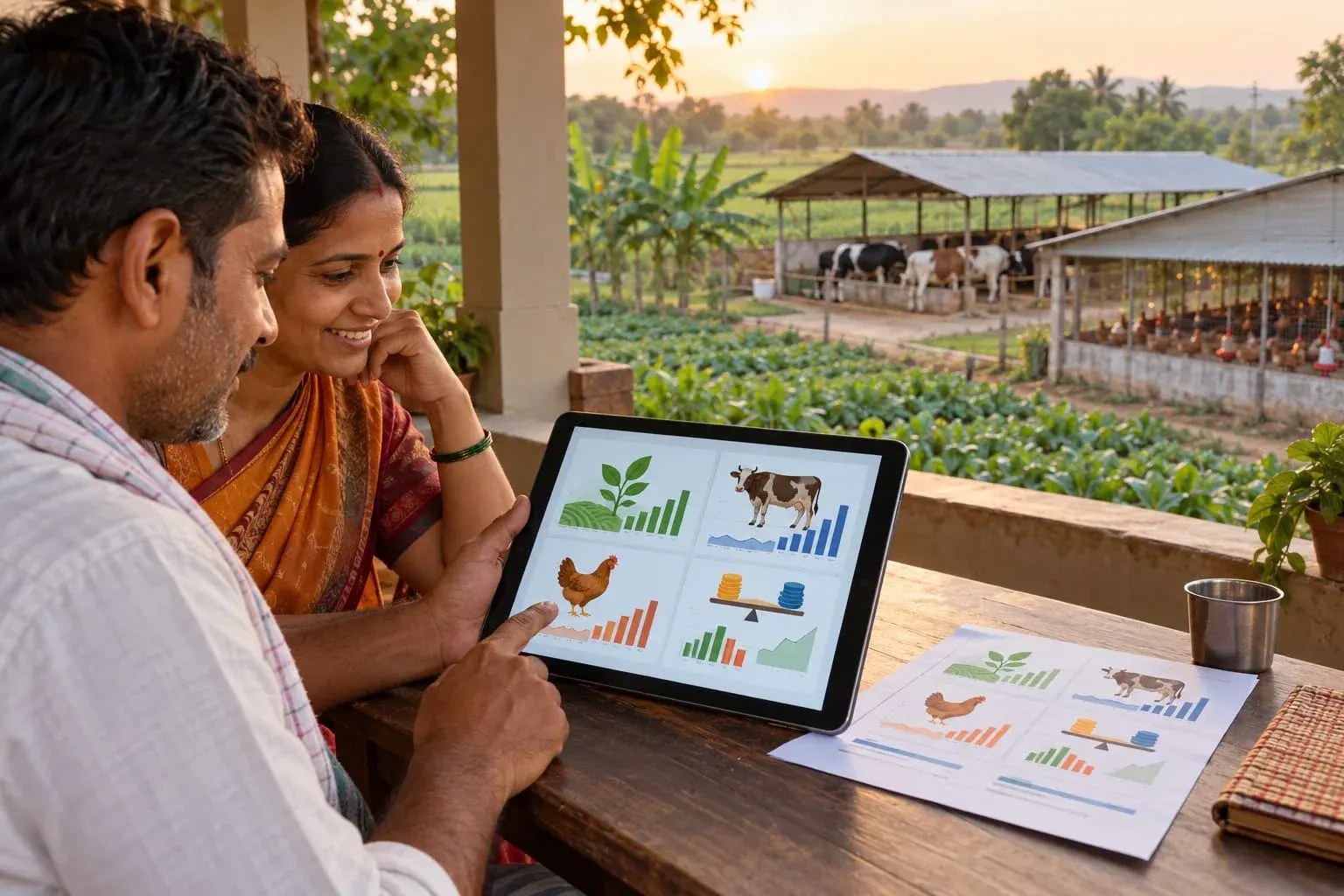 Farmer recording agricultural inputs in a ledger