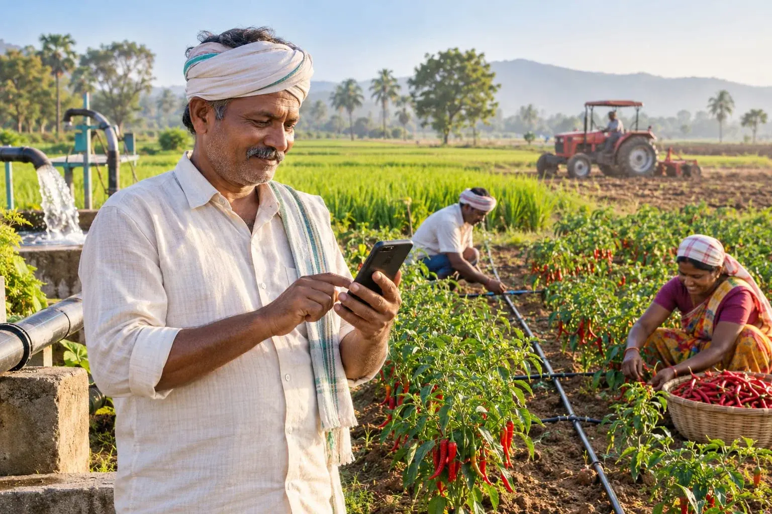 Borewell Irrigation, Harvest Labor & Tractor Plowing